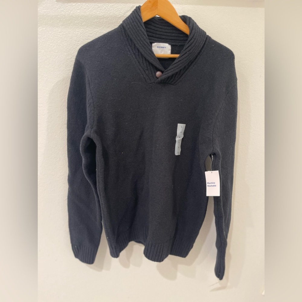 Old Navy NWT Men's Black Shawl Collar Sweater Wooden Button Closure Size…